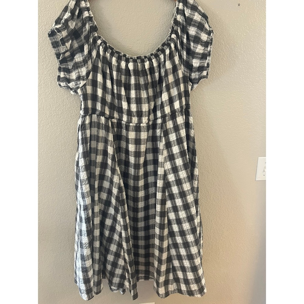 Torrid Womens Black White Gingham Seersucker Off Shoulder Midi Dress 4X - Picture 5 of 8